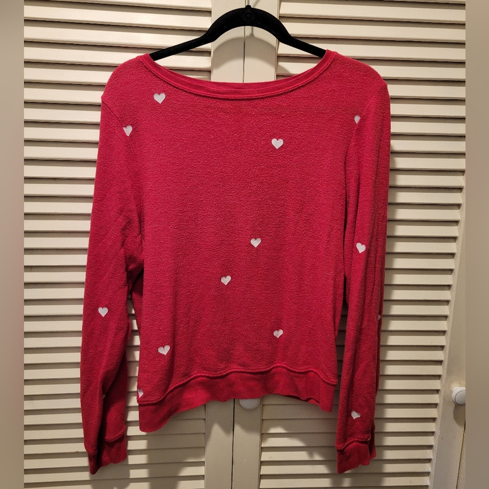 Wildfox Heart Pattern Red Sweatshirt
